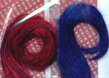 2 tone red and blue pony ends