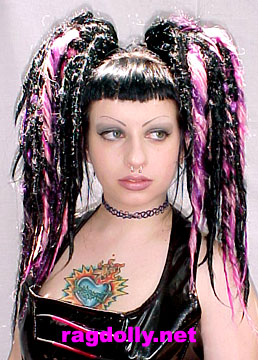 clip in short dreads: black w/ pink, neonviolet, purple